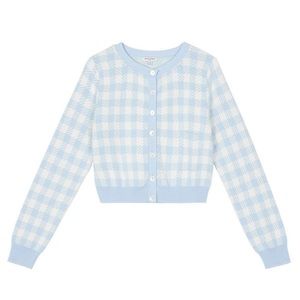 Petite Studio - Plaid Cardigan, Baby Blue - XS